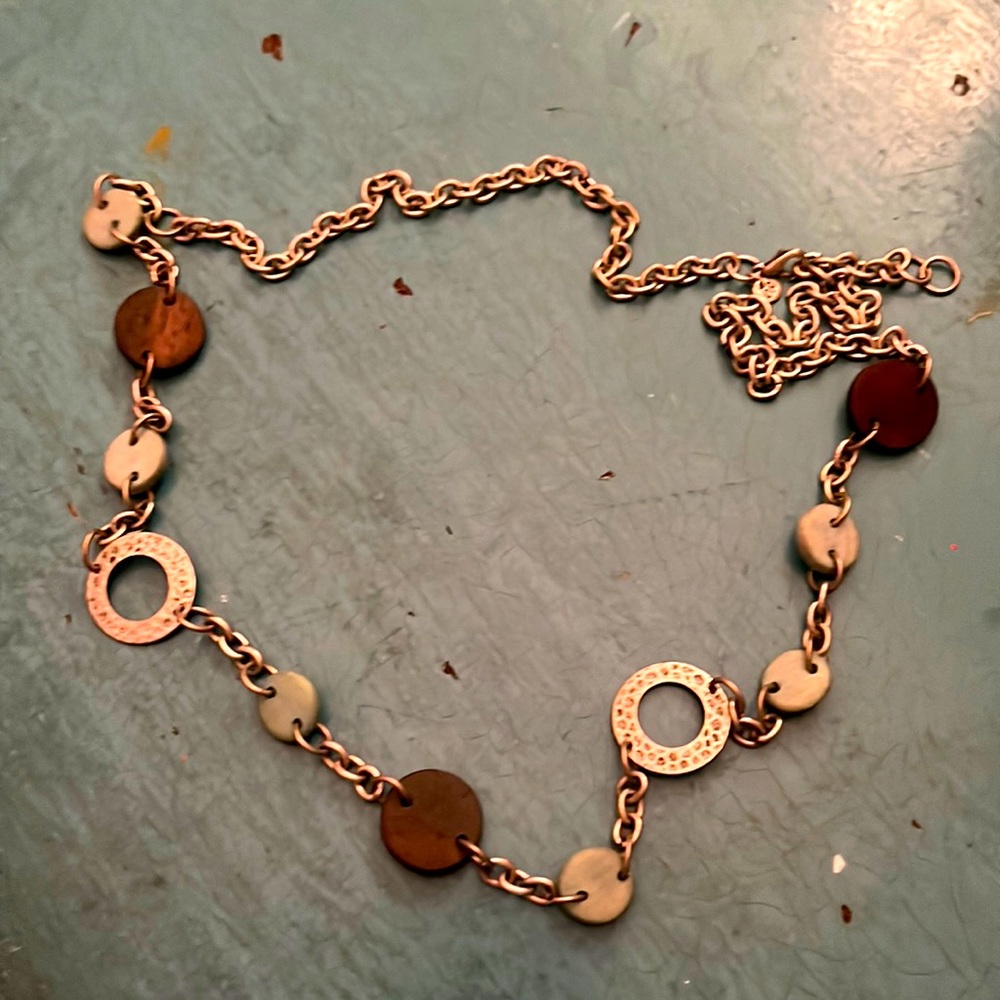 Turquoise, silver and brown necklace